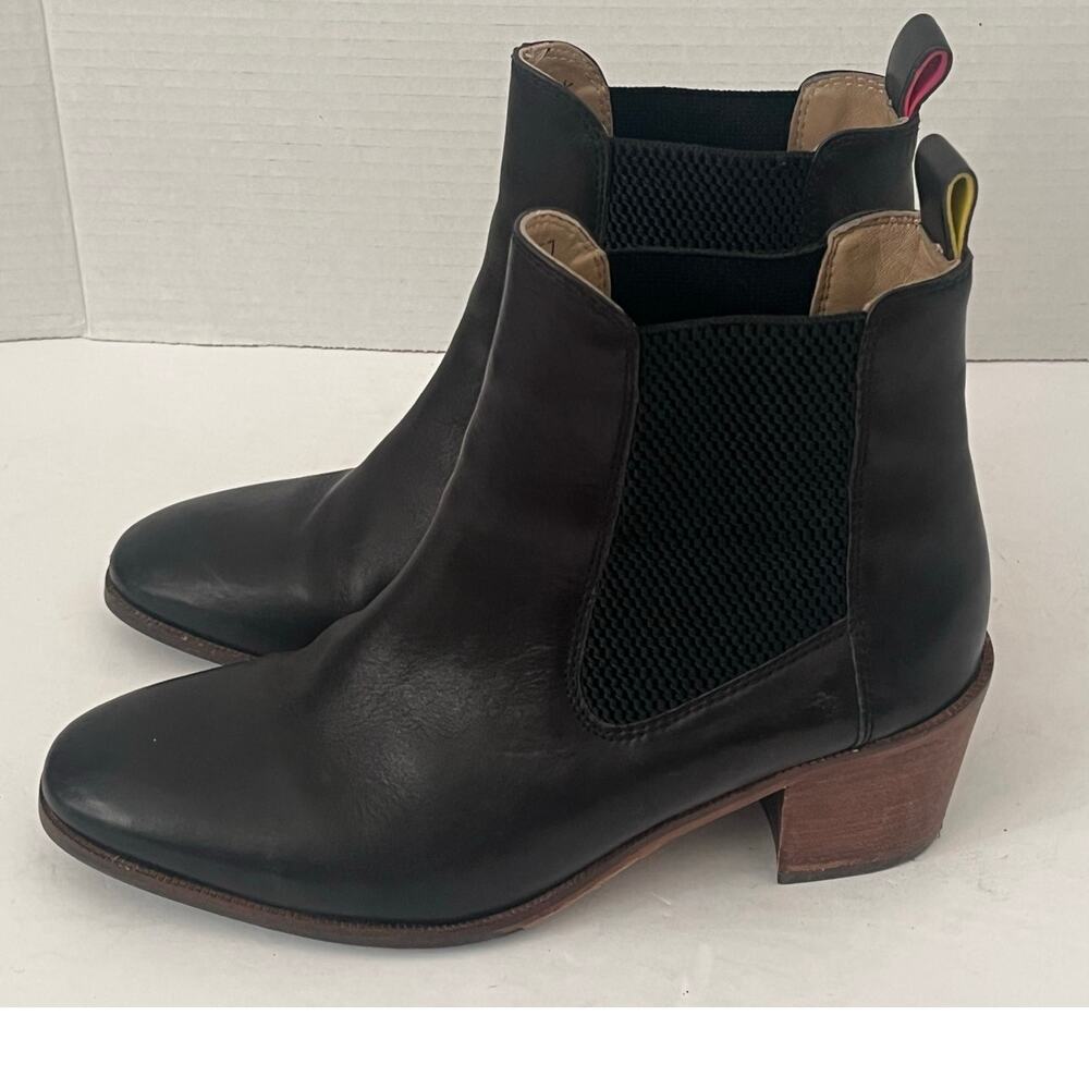 Women's Joules Black Hartford‎ Low Heeled Fall Winter Leather Boots Size 8 US